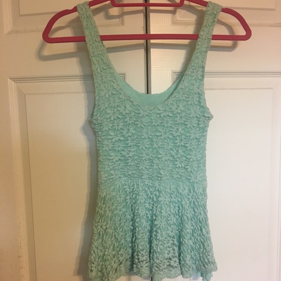 Urban Outfitters Turquoise Lace Peplum Tank - Picture 2 of 4